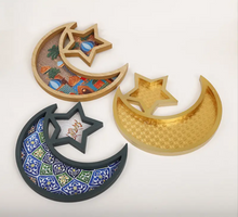 Load image into Gallery viewer, Eid Mubarak Wooden Tray Ramadan Moon Star Plate
