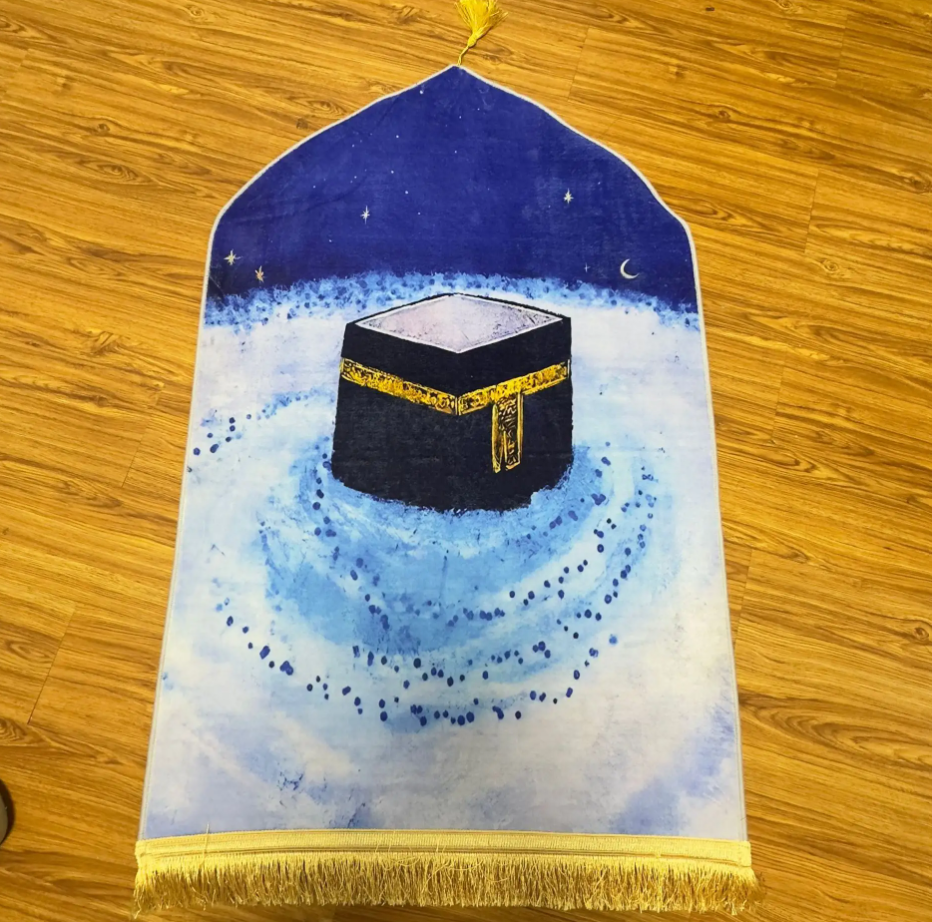 Kaaba Style Velvet Prayer Mat - thick for Adult