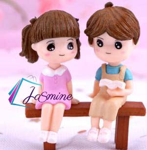 Boy reading book and girl Ornament set- decoration,Gifts